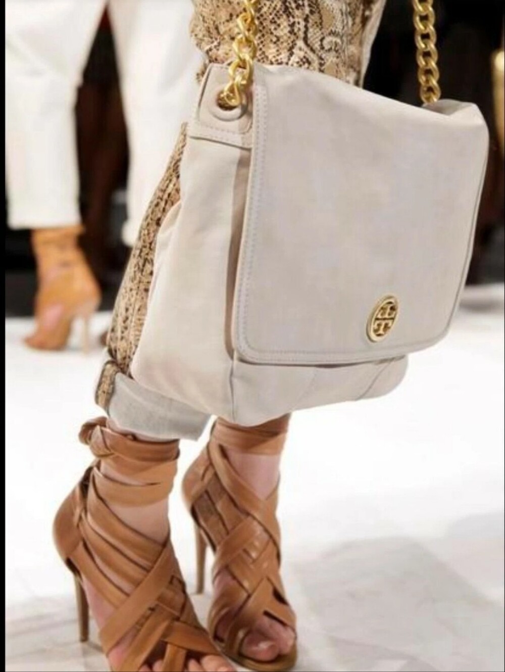 Tory Burch Foldover Flap Suede Shoulder Bag
